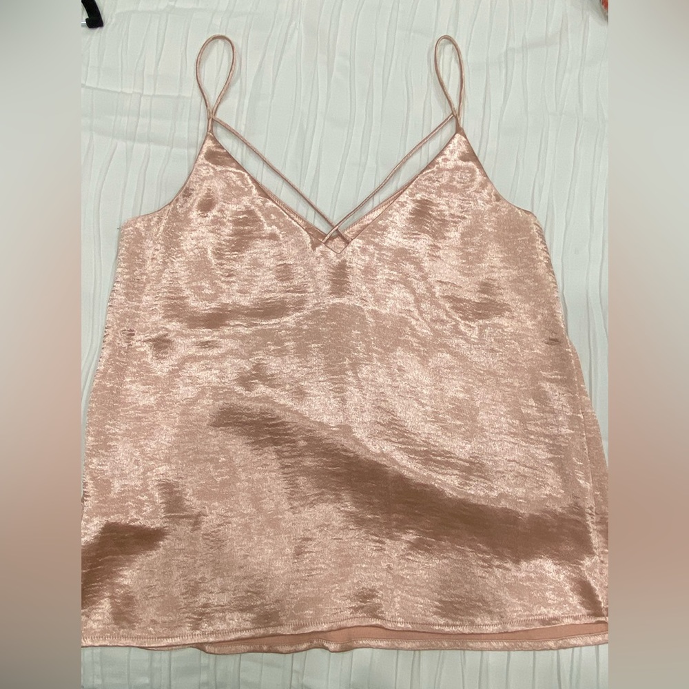 Pink satin tank top